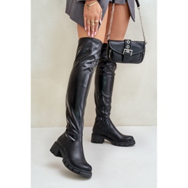 Over-the-knee boots with a flat heel made of eco-leather Mesiga black 1