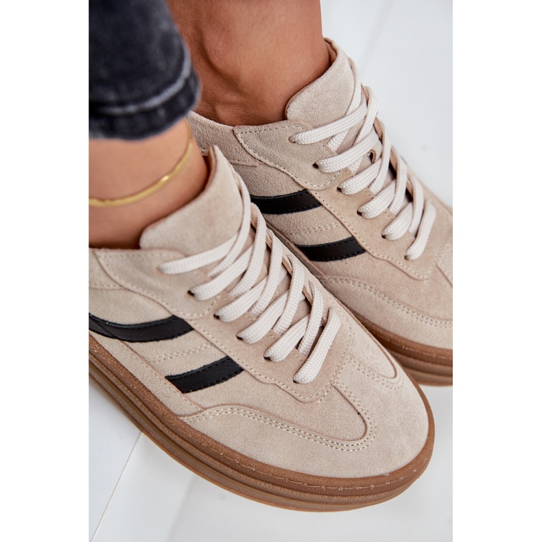 Zazoo N1176 Suede Sneakers on the Platform, Beige 2