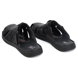 Men's leather flip-flops KAMPOL Polish thick 221KAM black 3