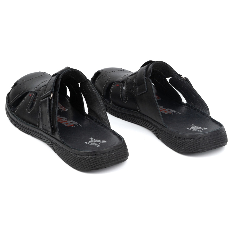 Men's leather flip-flops KAMPOL Polish thick 221KAM black 3