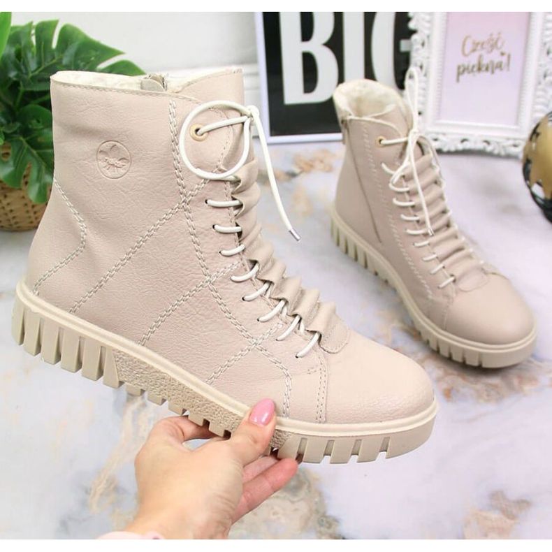 Rieker W RKR279C insulated platform boots, beige 2