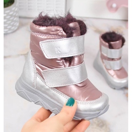 Waterproof snow boots with Velcro membrane Kornecki KOR6895B pink 1