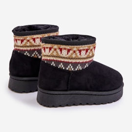 Children's Slip-On Snow Boots With a Pattern, Lined with Fur, Black Mirirae 2