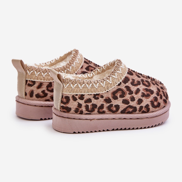 Children's Snow Boots with Leopard Pattern on the Platform, Warm with Fur, Brown Vilabria beige 1