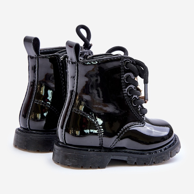 Insulated patent children's ankle boots with a teddy bear and a zipper, Black Enchanta 1 Insulated patent children's ankle boots with a teddy bear and a zipper, Black Enchanta 1