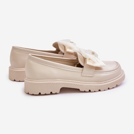 Vinceza Girls' Beige Eco Leather Moccasins With Bow Avallesa 2