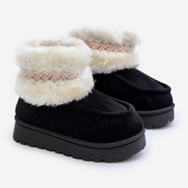 Children's snow boots with fur and pattern, Black Melefia 1
