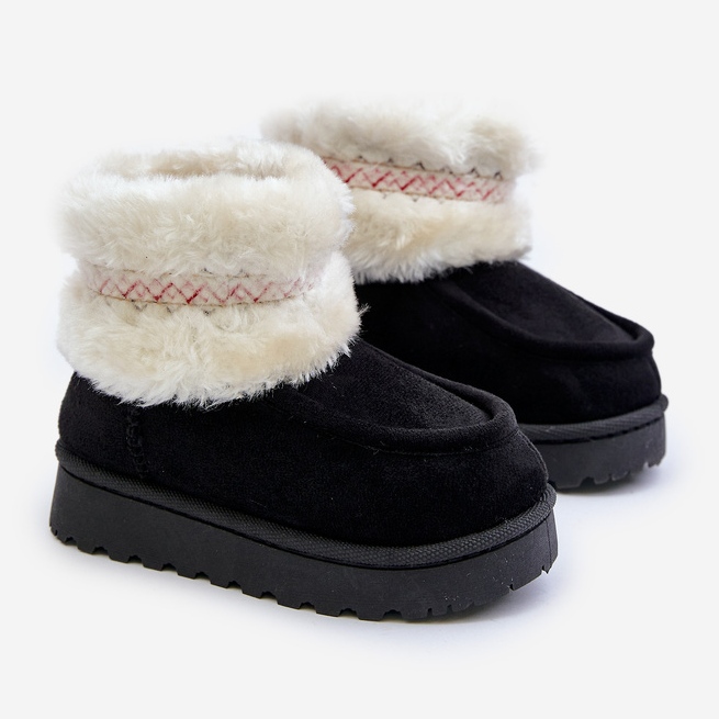 Children's snow boots with fur and pattern, Black Melefia 1