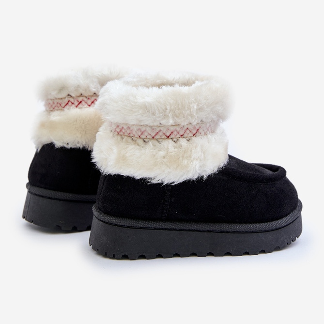 Children's snow boots with fur and pattern, Black Melefia 2