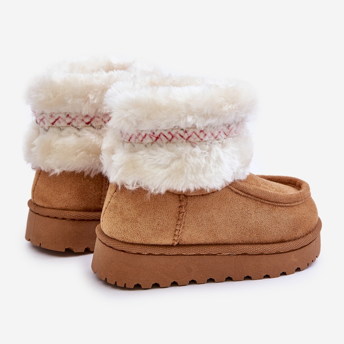 Children's snow boots with fur and a Camel Melefia pattern beige 2