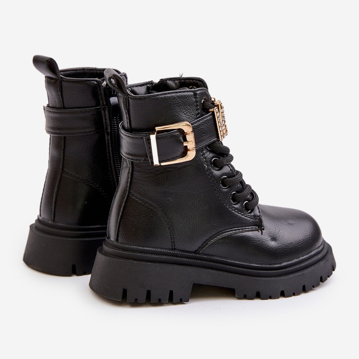 Girls' Eco Leather Insulated Boots with a Decorative Strap, Black Gilian 2 Girls' Eco Leather Insulated Boots with a Decorative Strap, Black Gilian 2