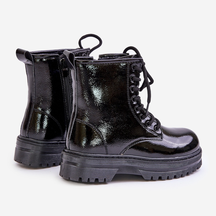 Girls' Insulated Patent Boots With Zipper Black Novita 2
