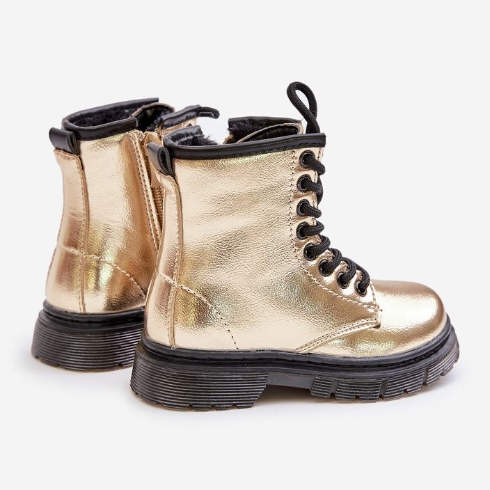 Insulated girls' boots with patent zipper, Gold Novita golden 1