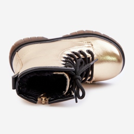 Insulated girls' boots with patent zipper, Gold Novita golden 2