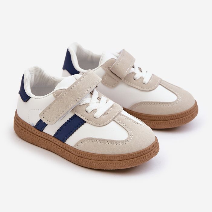 Children's Velcro Sneakers White and Blue Tromella 1