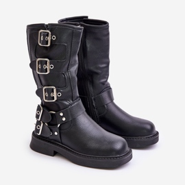 Girls' Ankle Boots with Black Eco Leather Buckles Rinetha 1 Girls' Ankle Boots with Black Eco Leather Buckles Rinetha 1