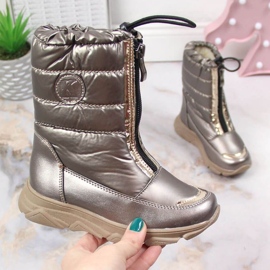 Waterproof snow boots with membrane Kornecki KOR6920B golden 1