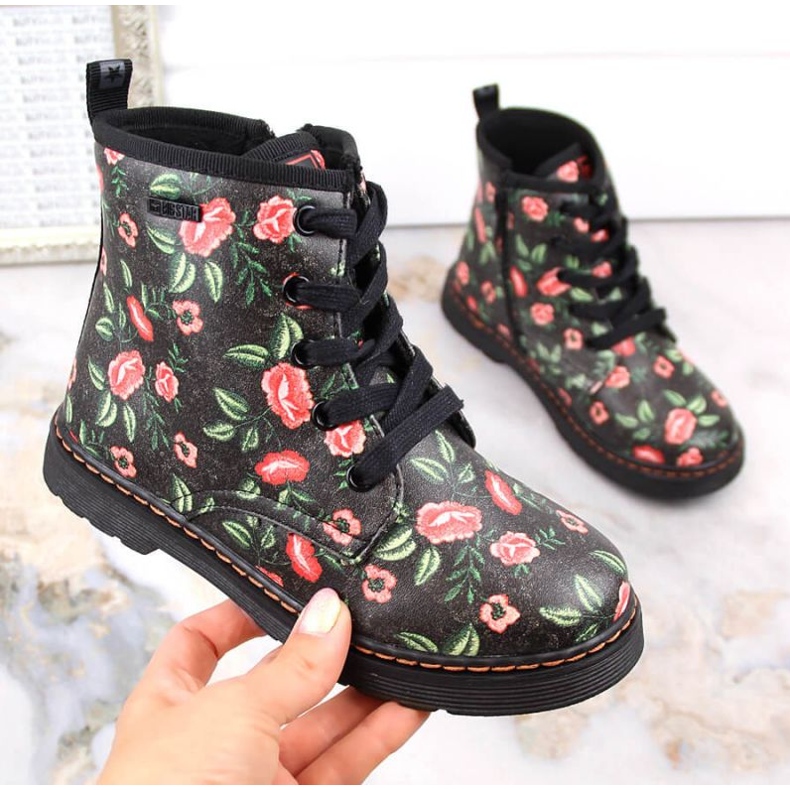Warm boots Big Star Jr INT1884 flowers black 1