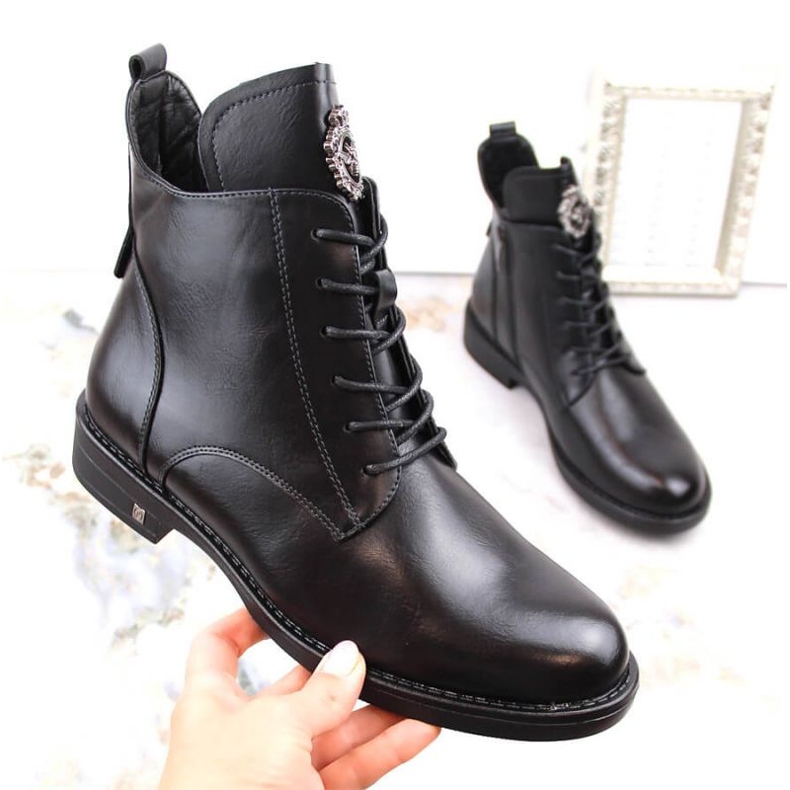 Lace-up and zipper boots Potocki W WOL171B black 1