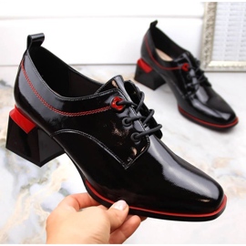 Leather patent shoes with a block Filippo W PAW469, black 1