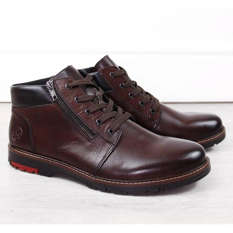 Comfortable leather boots insulated with wool Rieker M RKR625 brown 1