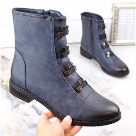 Insulated flat-heeled ankle boots Jezzi W JEZ260C, blue 1