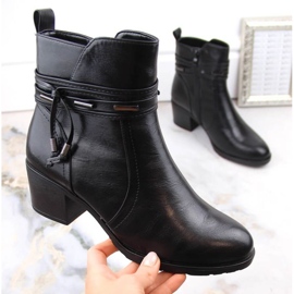 Insulated high-heeled ankle boots with decoration Jezzi W JEZ415A, black 1