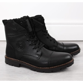 Leather boots insulated with wool Rieker M RKR296A black 1