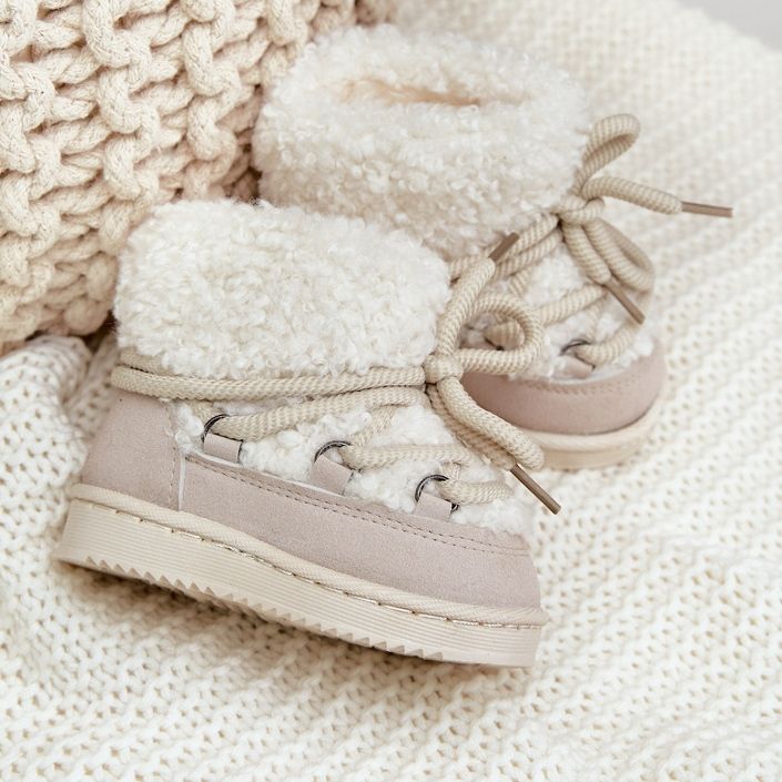 Warm Children's Snow Boots, Beige, Asija 2 Warm Children's Snow Boots, Beige, Asija 2
