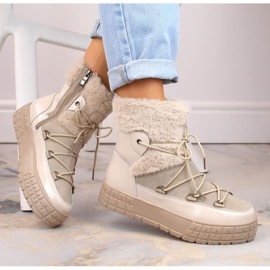 Filippo W PAW475B insulated leather platform boots, beige 2