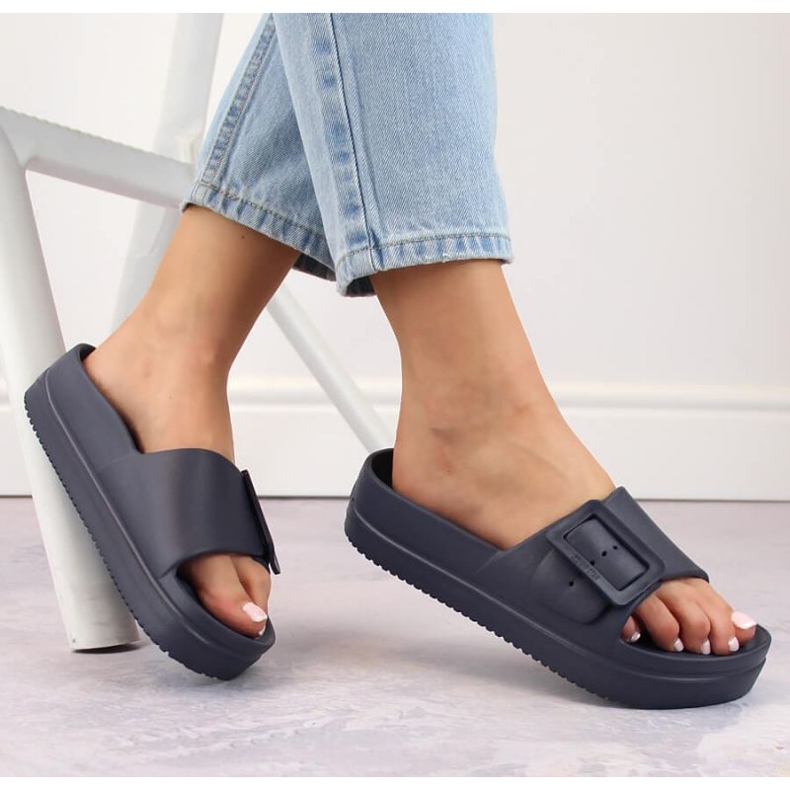 Big Star INT1967 platform flip-flops, navy blue 1