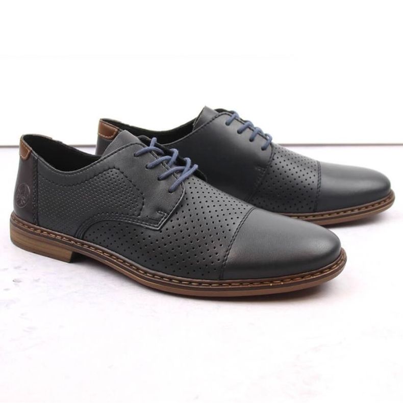 Comfortable leather shoes Rieker M RKR659, navy blue 2