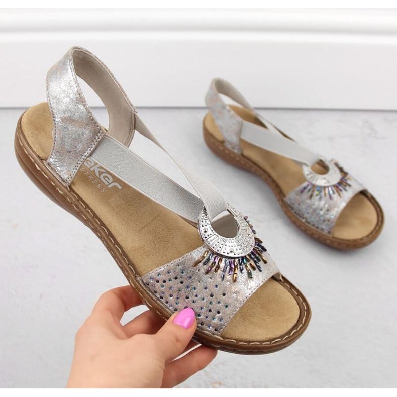 Comfortable Rieker W RKR673 metallic sandals 1