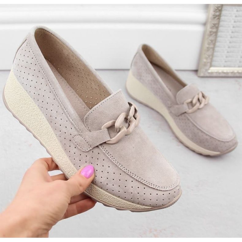 Filippo W PAW507A beige leather suede shoes 2