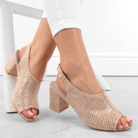 Potocki W WOL156C suede high-heeled sandals, beige 2