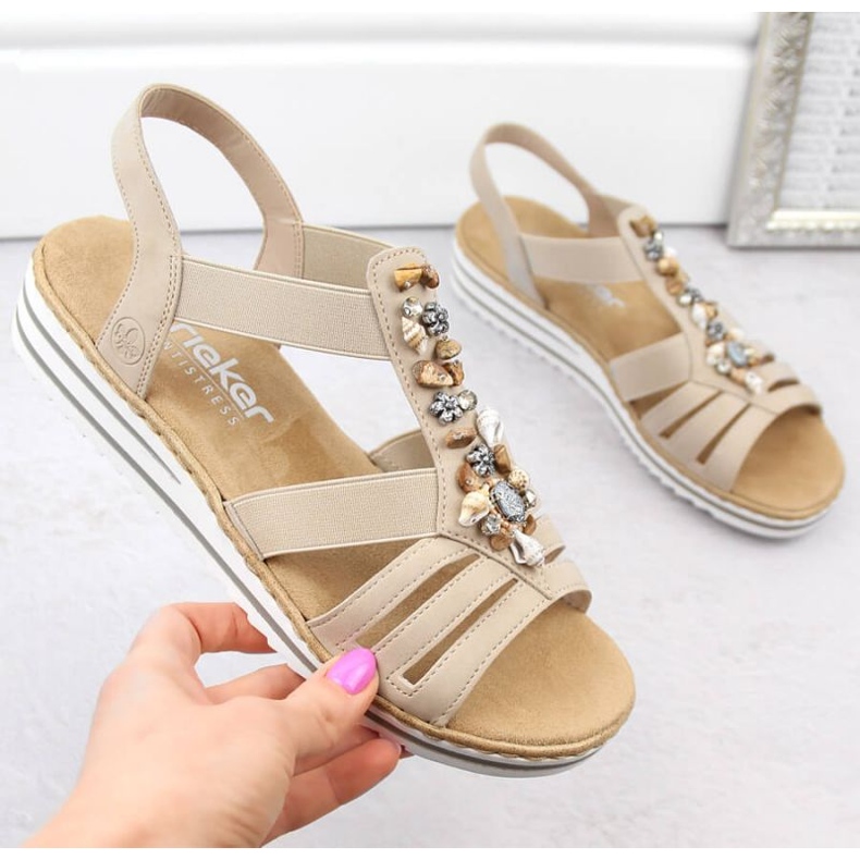 Comfortable Rieker W RKR680 beige sandals 2