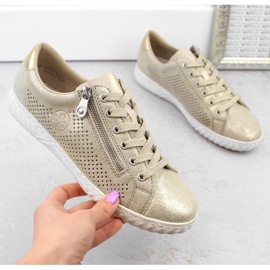 Comfortable leather shoes Rieker W RKR694, beige 1