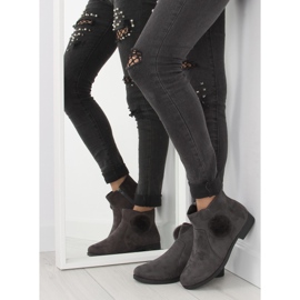 Gray X-15 gray women's boots with a pompom grey 2