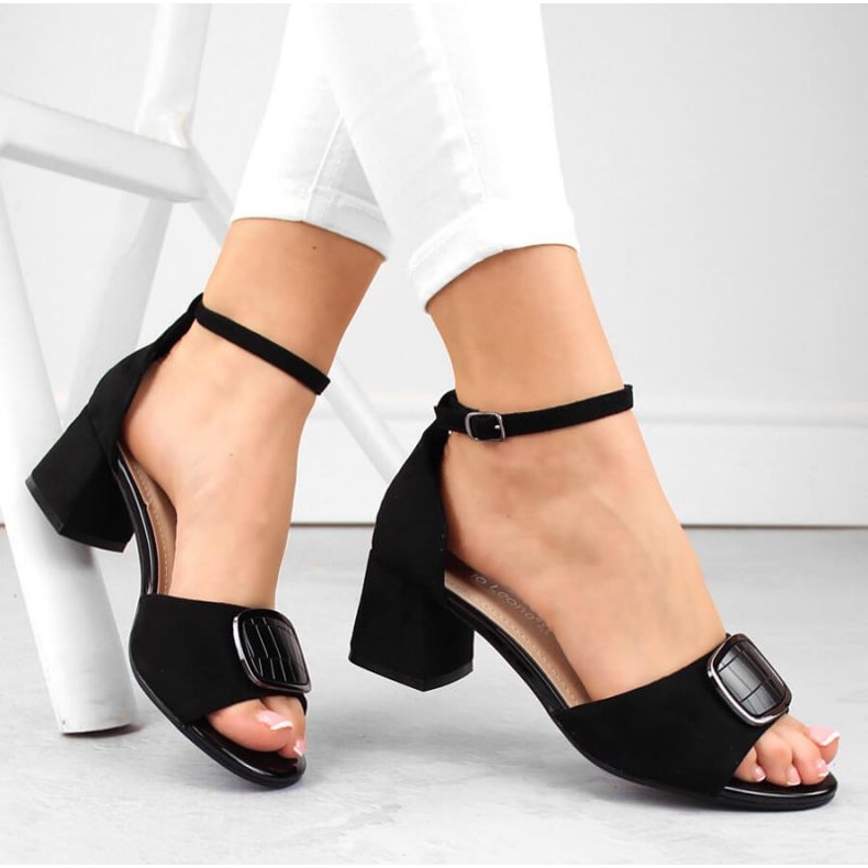 Sergio Leone W SK444A suede high-heeled sandals, black 1