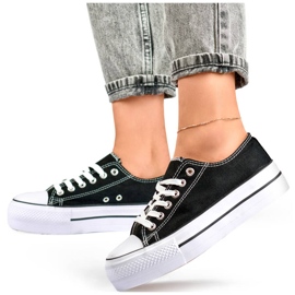 Women's low platform sneakers, black QY832B 1