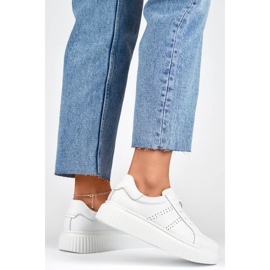 Goodin Women's leather sports shoes on a platform, white GD-RS2007W 1