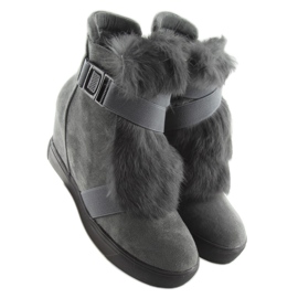 Gray Sneakers with fur 3123 D. gray grey 1
