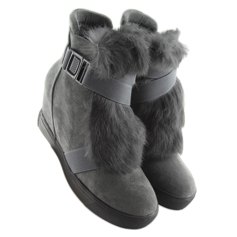 Gray Sneakers with fur 3123 D. gray grey 1