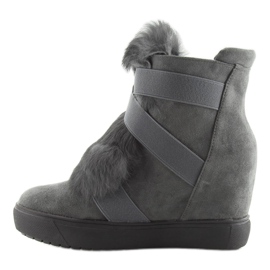 Gray Sneakers with fur 3123 D. gray grey 2