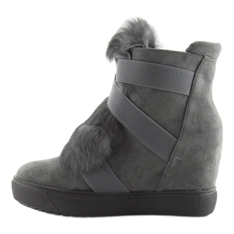 Gray Sneakers with fur 3123 D. gray grey 2