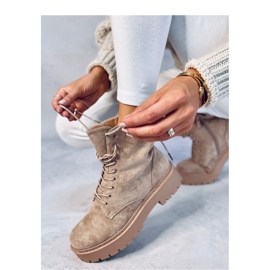 Burse Khaki lace-up platform ankle boots beige 1