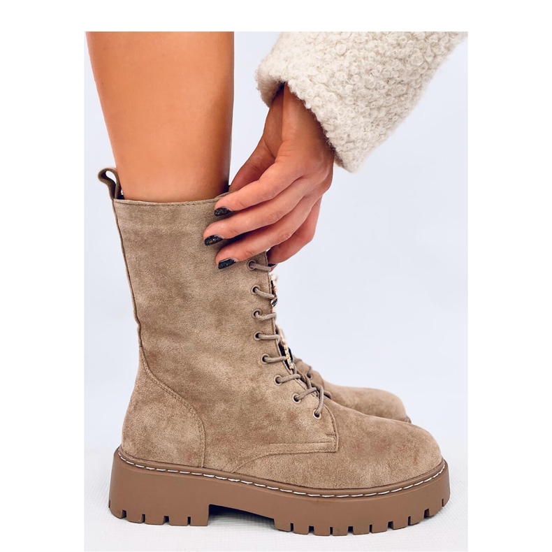 Centro Khakisuede lace-up boots with bow tie - Inello beige 1