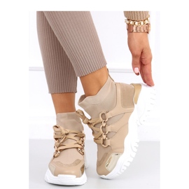 Khaki high-top sock sports shoes beige 2 Khaki high-top sock sports shoes beige 2