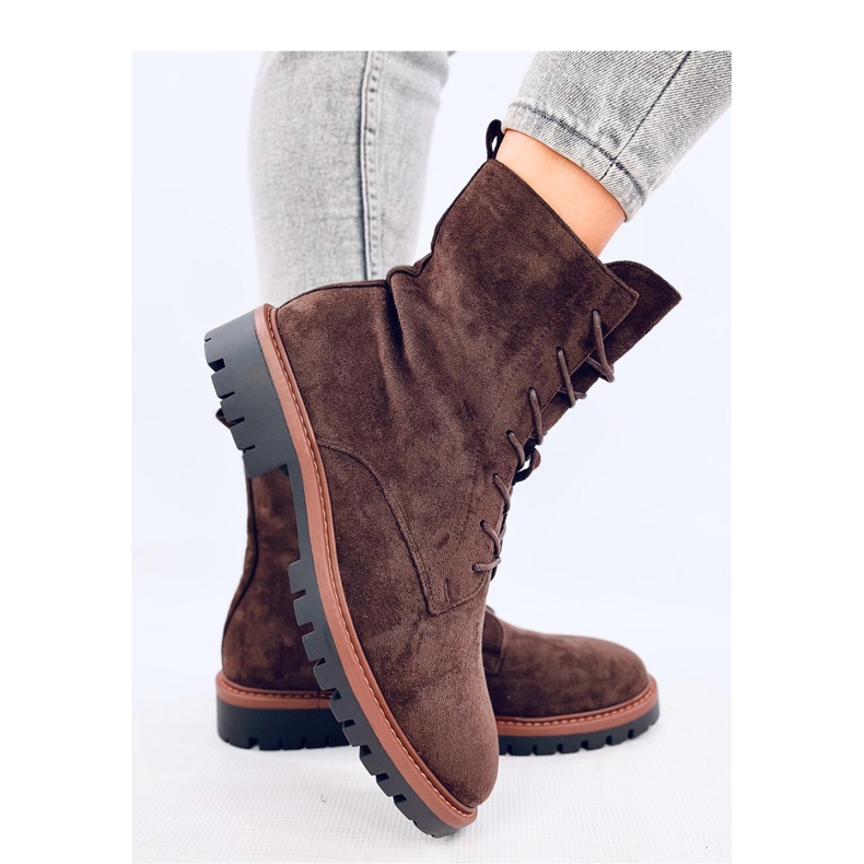 Brown suede lace-up ankle boots 1