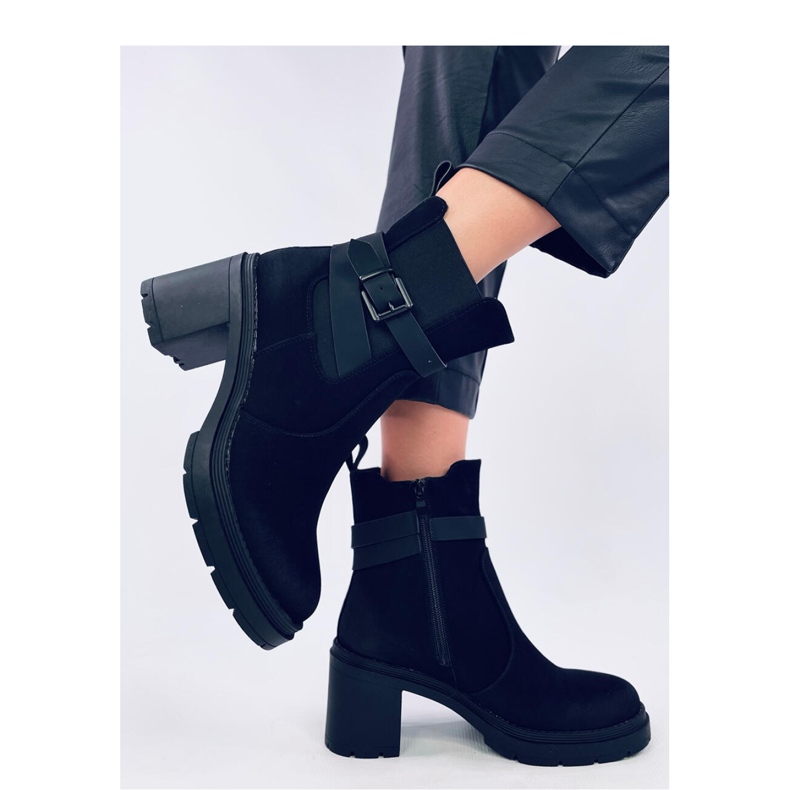 Tanish Black comfortable high-heeled ankle boots - Inello 1